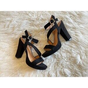 REPORT Women’s Size 7 Ligon Black Chunky Heels Sandals